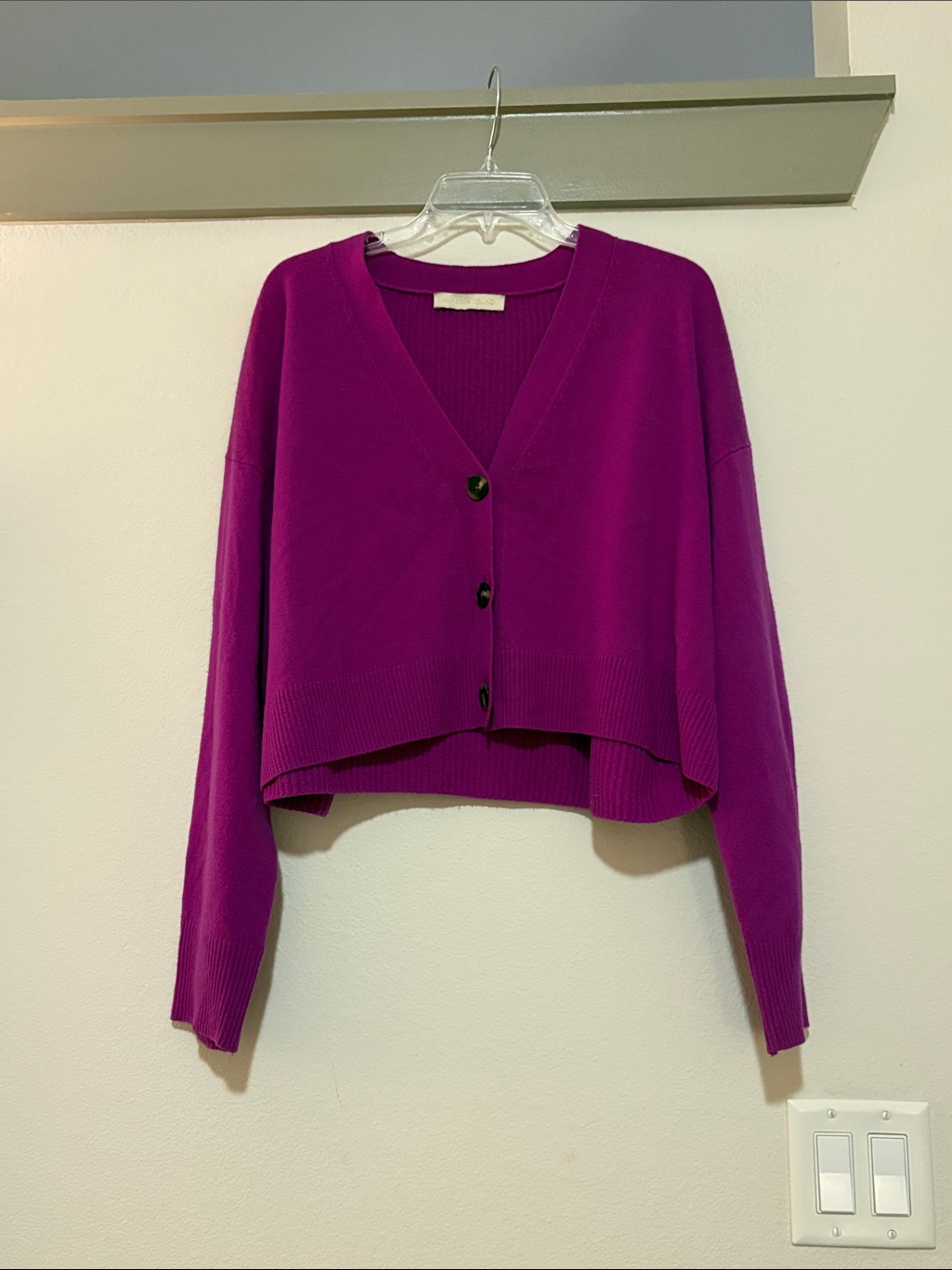 Vanessa Bruno Caren 100% Wool Blend Cardigan In Purple Sz L Vguc